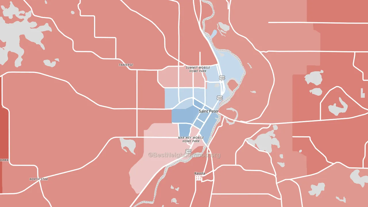 St. Peter, MN block-group political-lean map