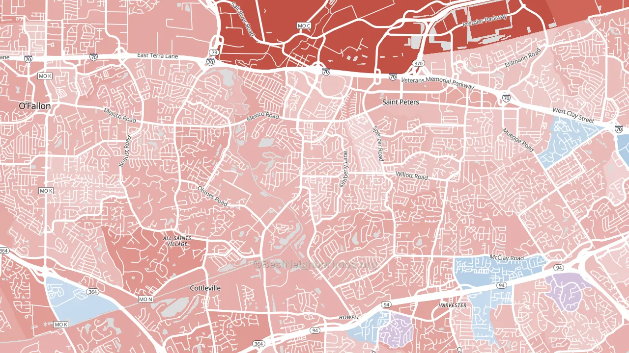 St. Peters, MO block-group political-lean map