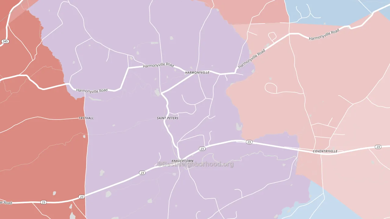 St. Peters, PA block-group political-lean map