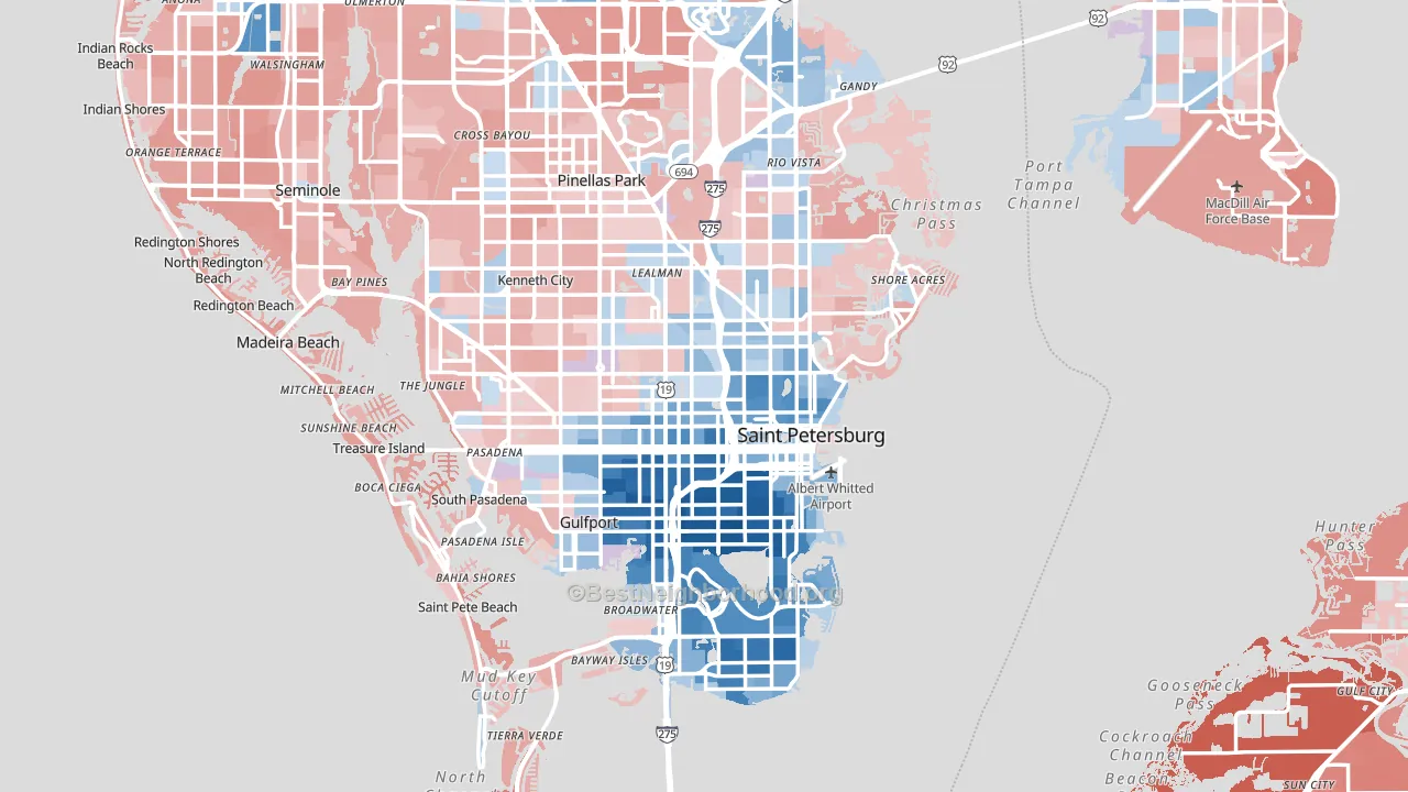 St. Petersburg, FL block-group political-lean map