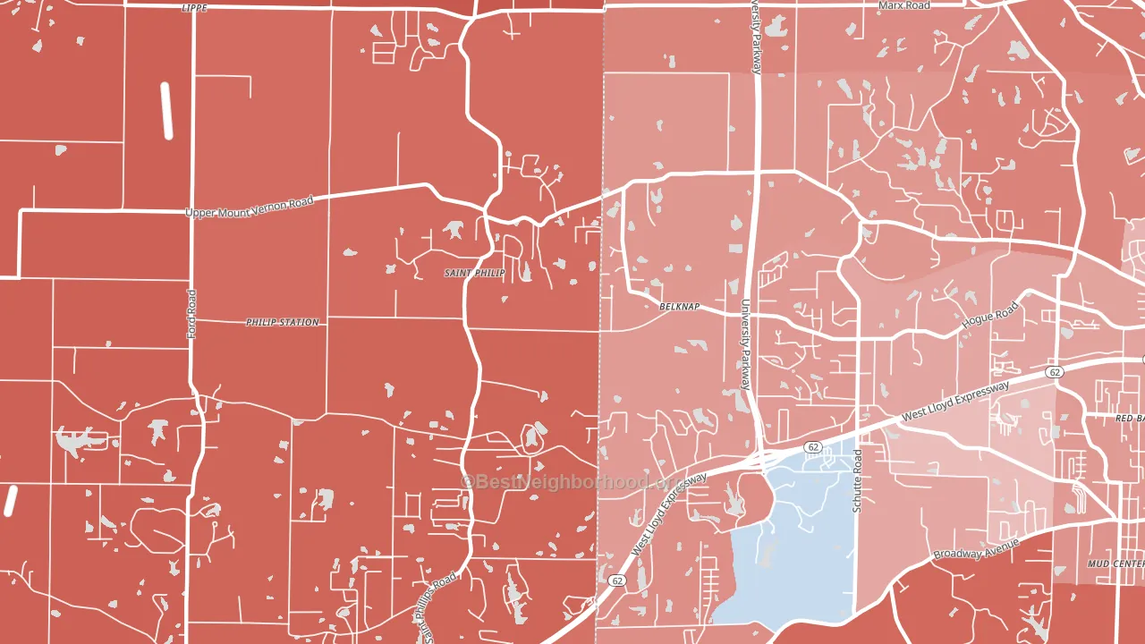 St. Philip, IN block-group political-lean map