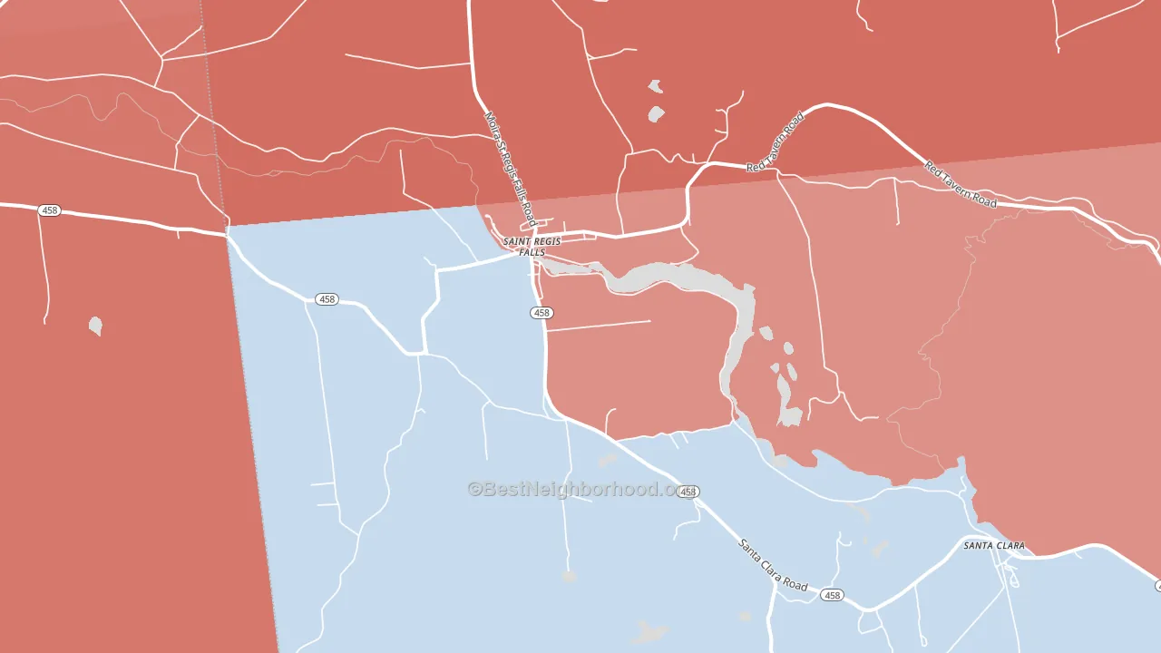 St. Regis Falls, NY block-group political-lean map