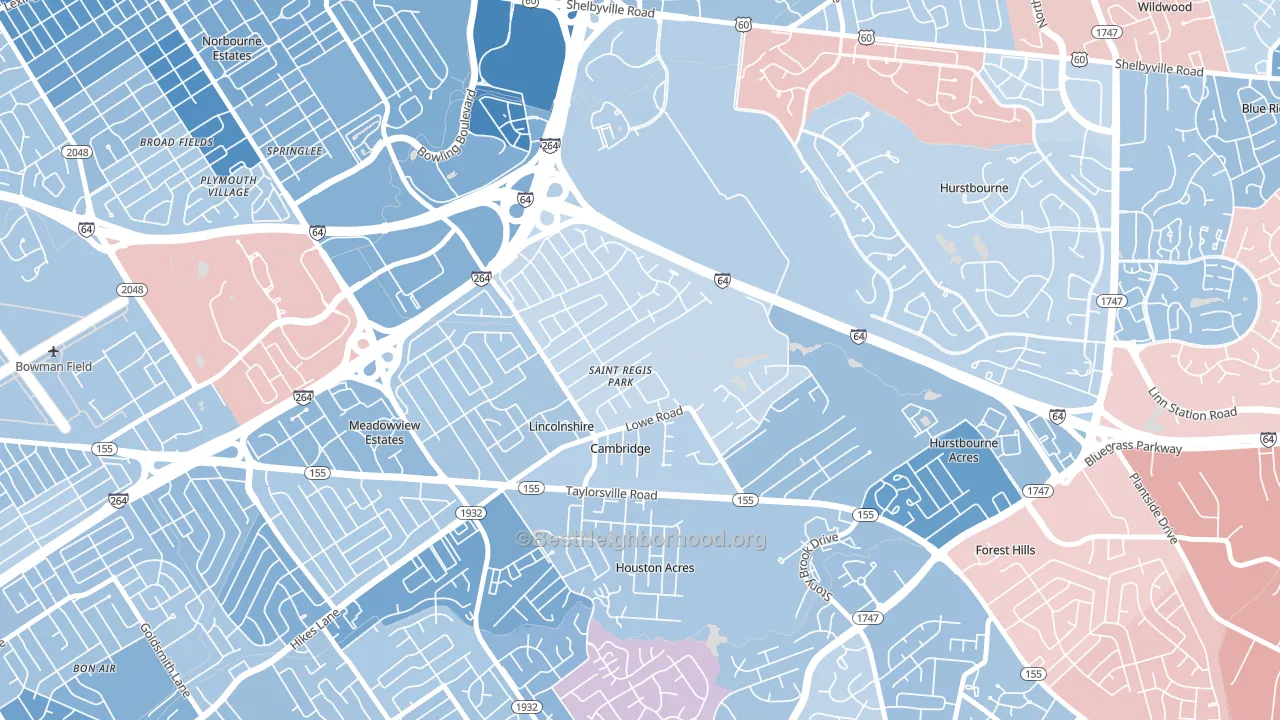 St. Regis Park, KY block-group political-lean map
