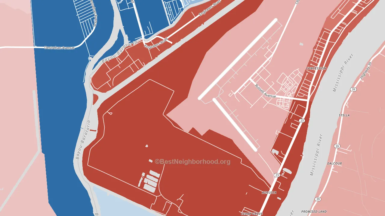 St. Rosalie, LA block-group political-lean map