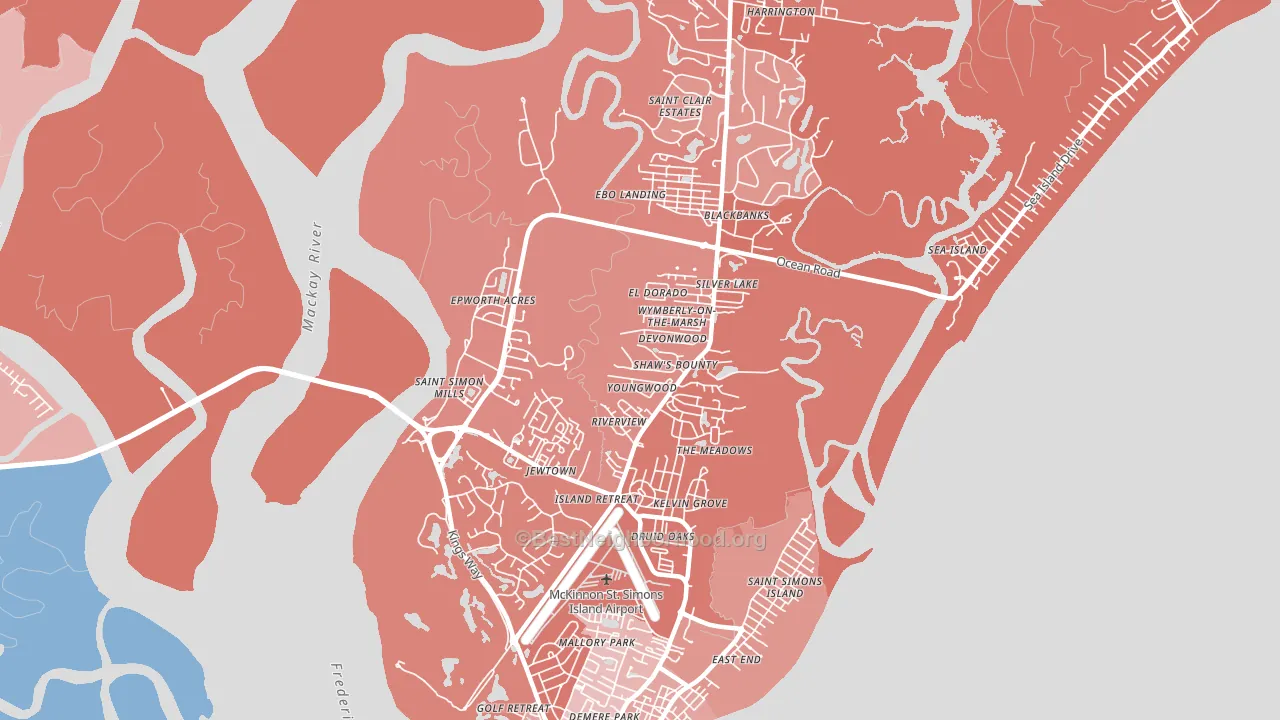 St. Simons, GA block-group political-lean map