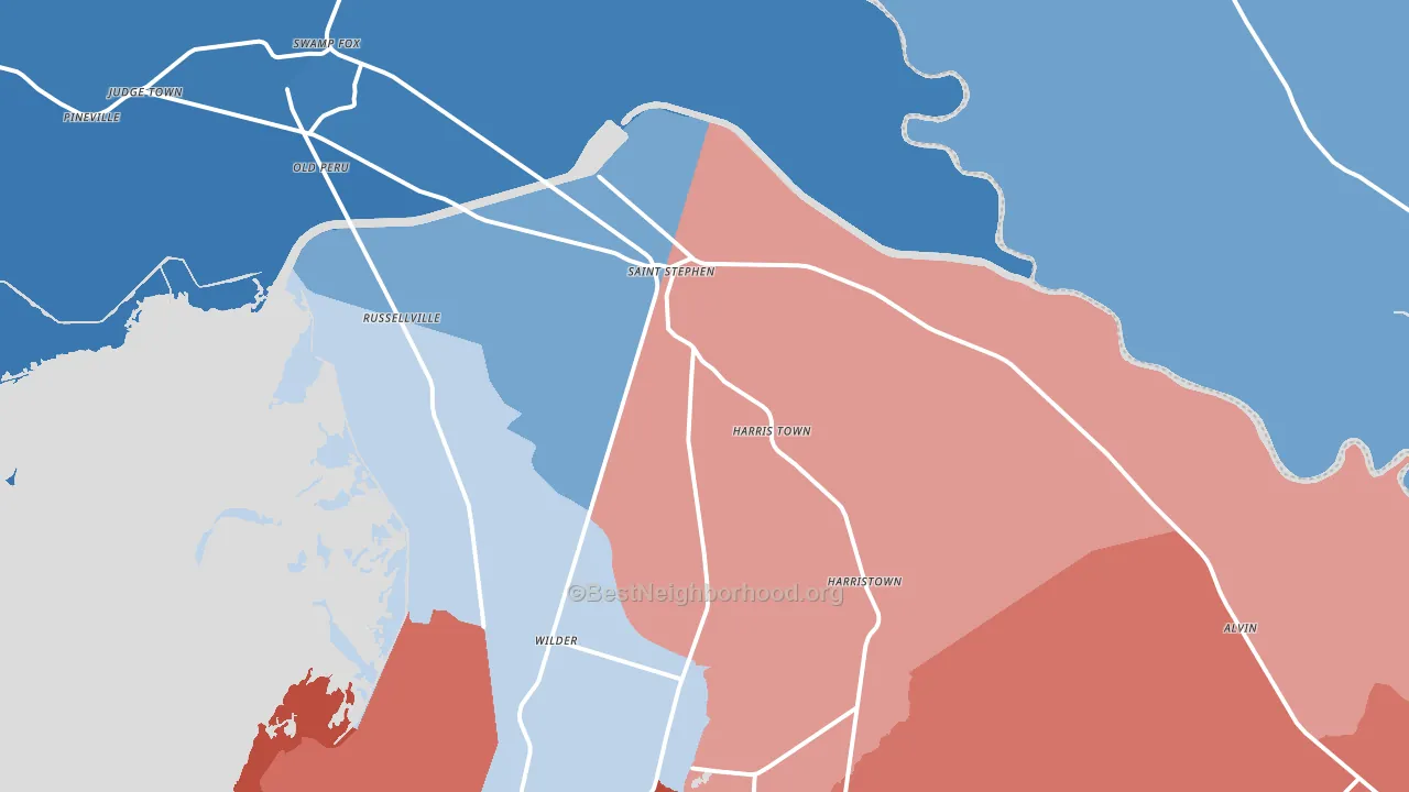 St. Stephen, SC block-group political-lean map