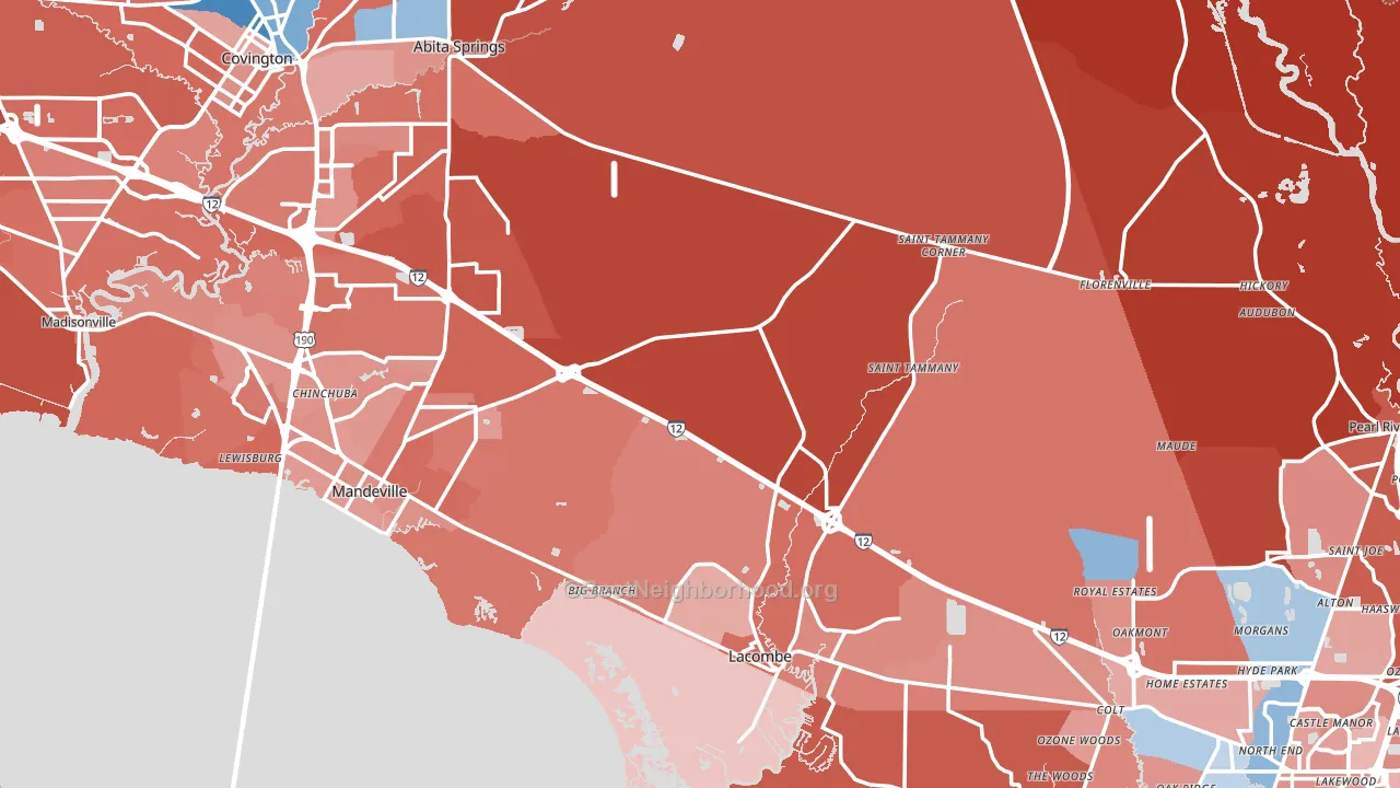 St. Tammany Parish, LA block-group political-lean map