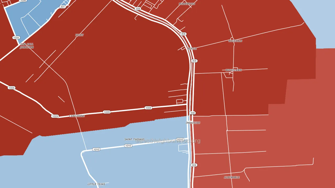 St. Thomas, LA block-group political-lean map
