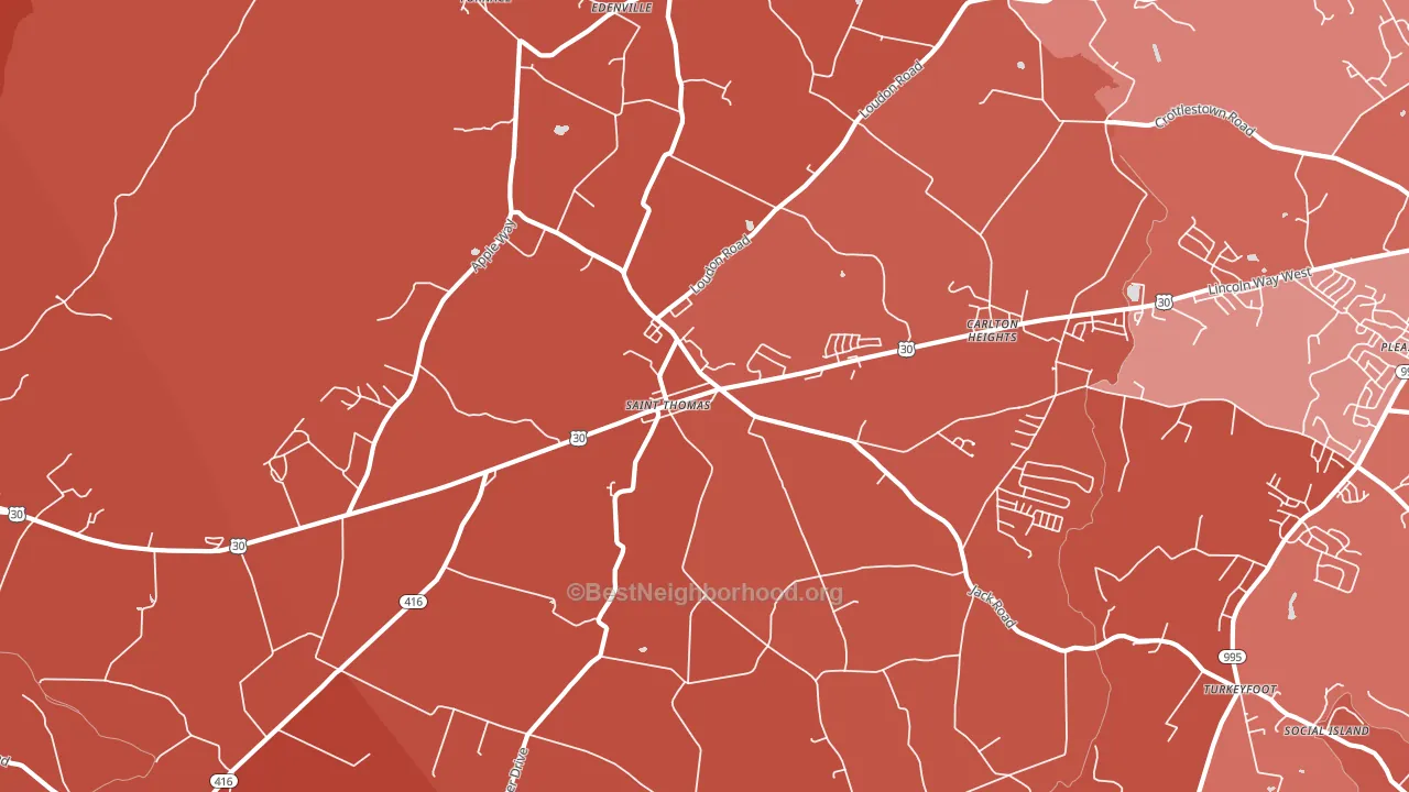 St. Thomas, PA block-group political-lean map