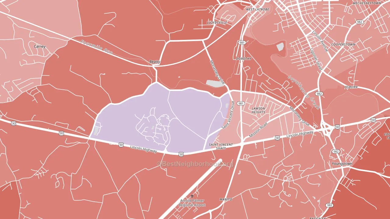St. Vincent College, PA block-group political-lean map