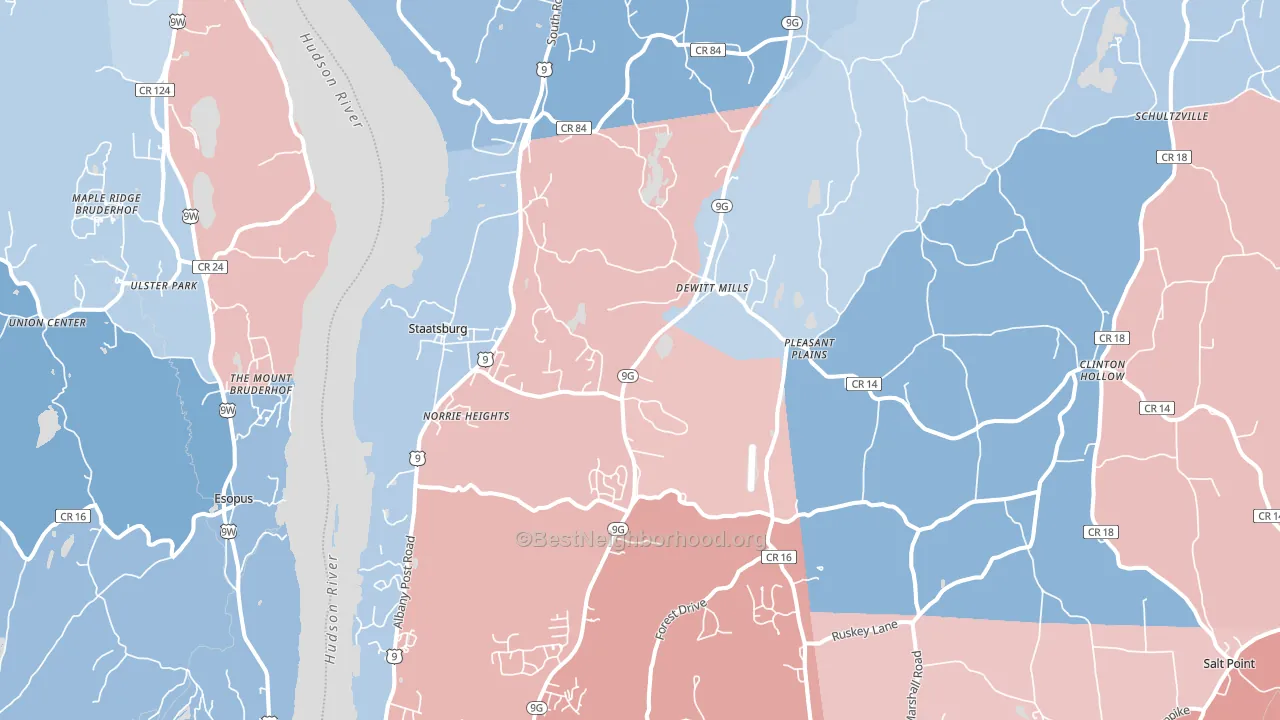 Staatsburg, NY block-group political-lean map