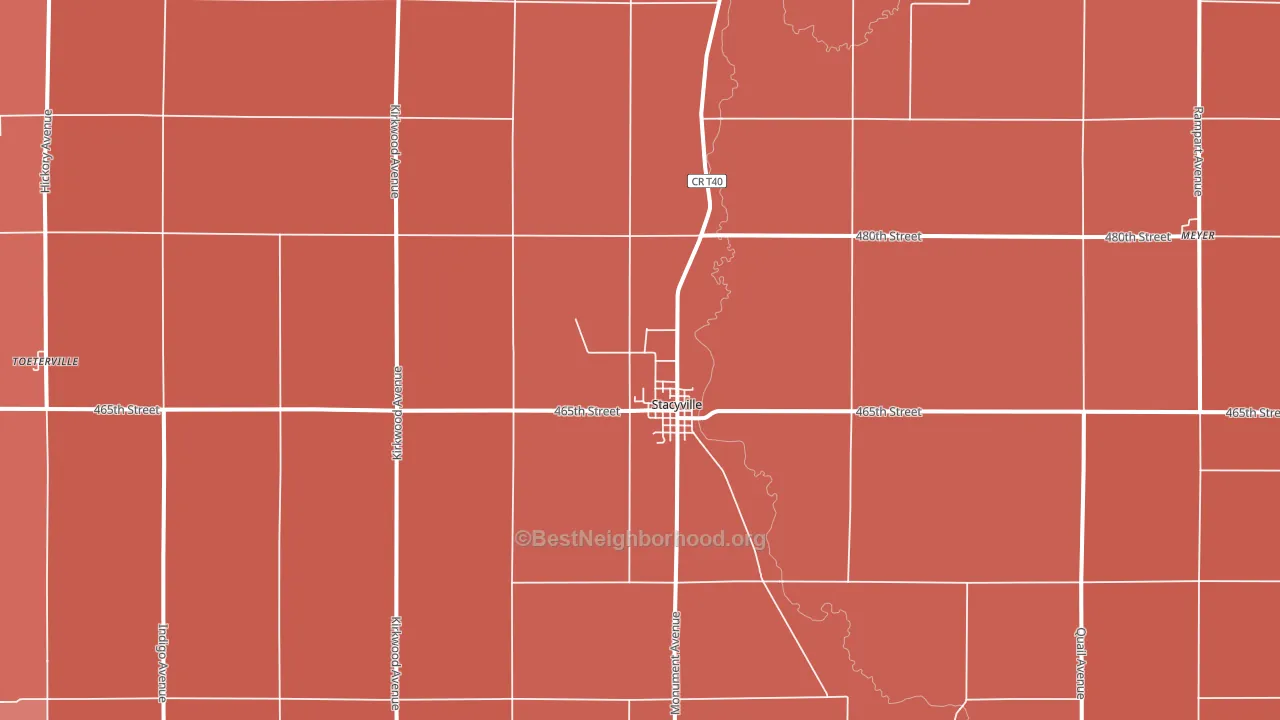 Stacyville, IA block-group political-lean map