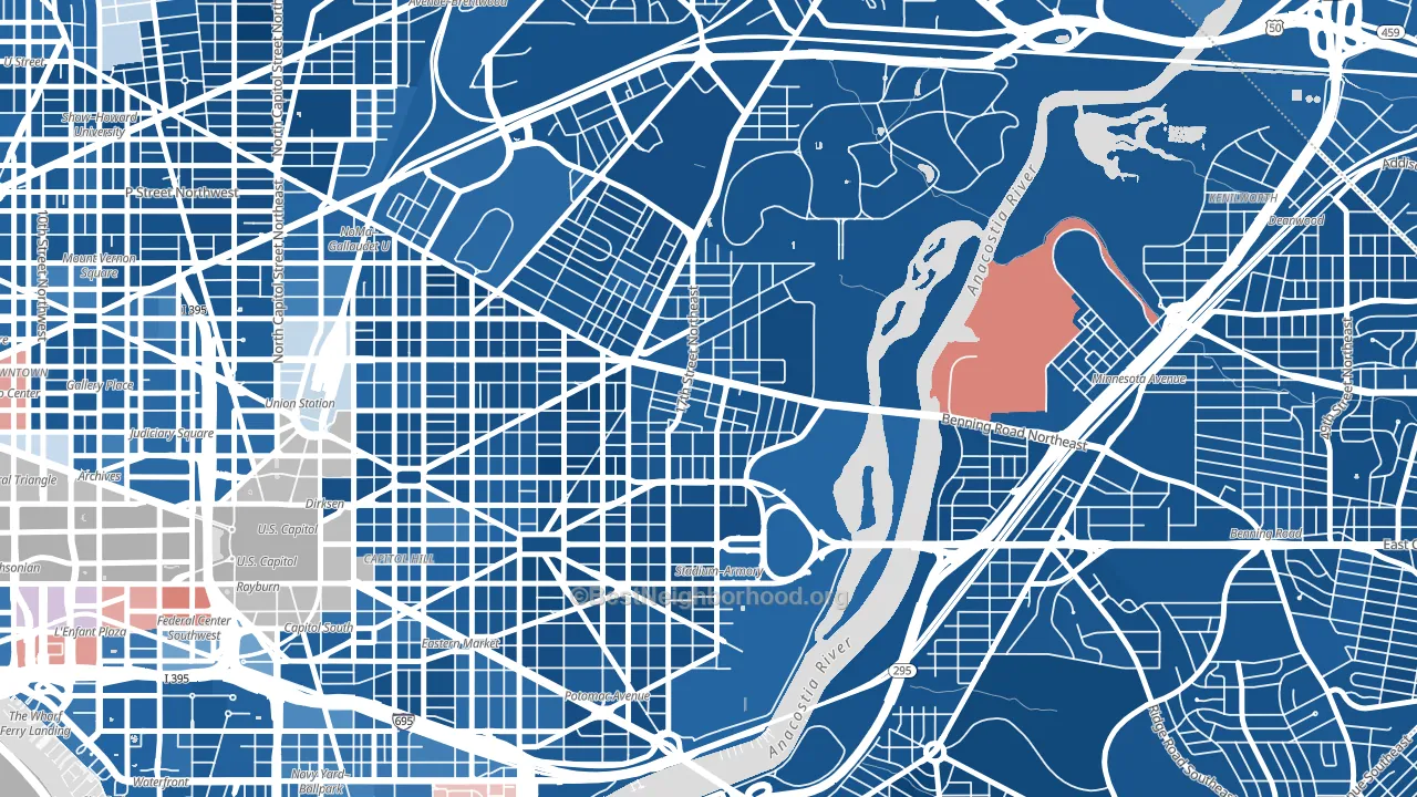 Stadium-Armory, Washington, DC block-group political-lean map