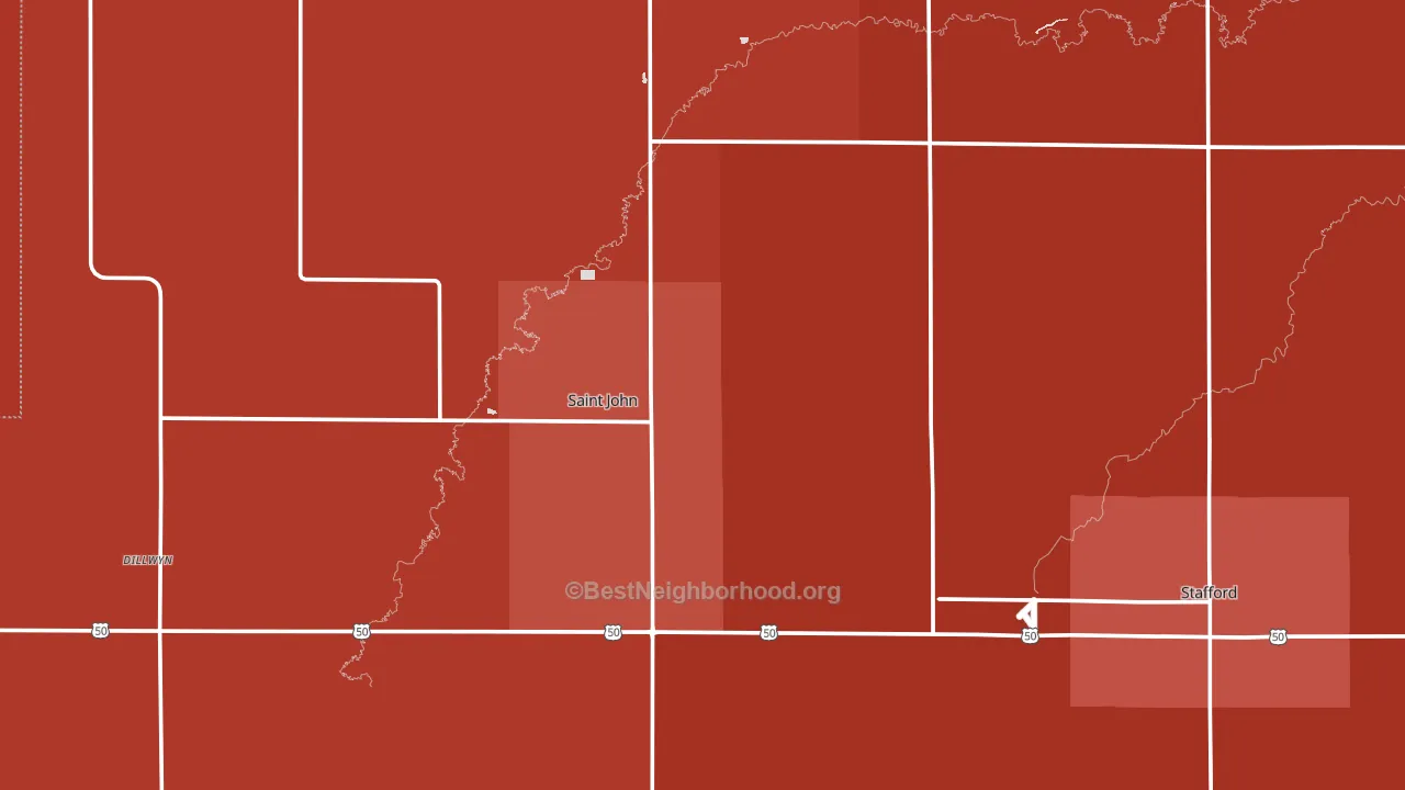 Stafford County, KS block-group political-lean map