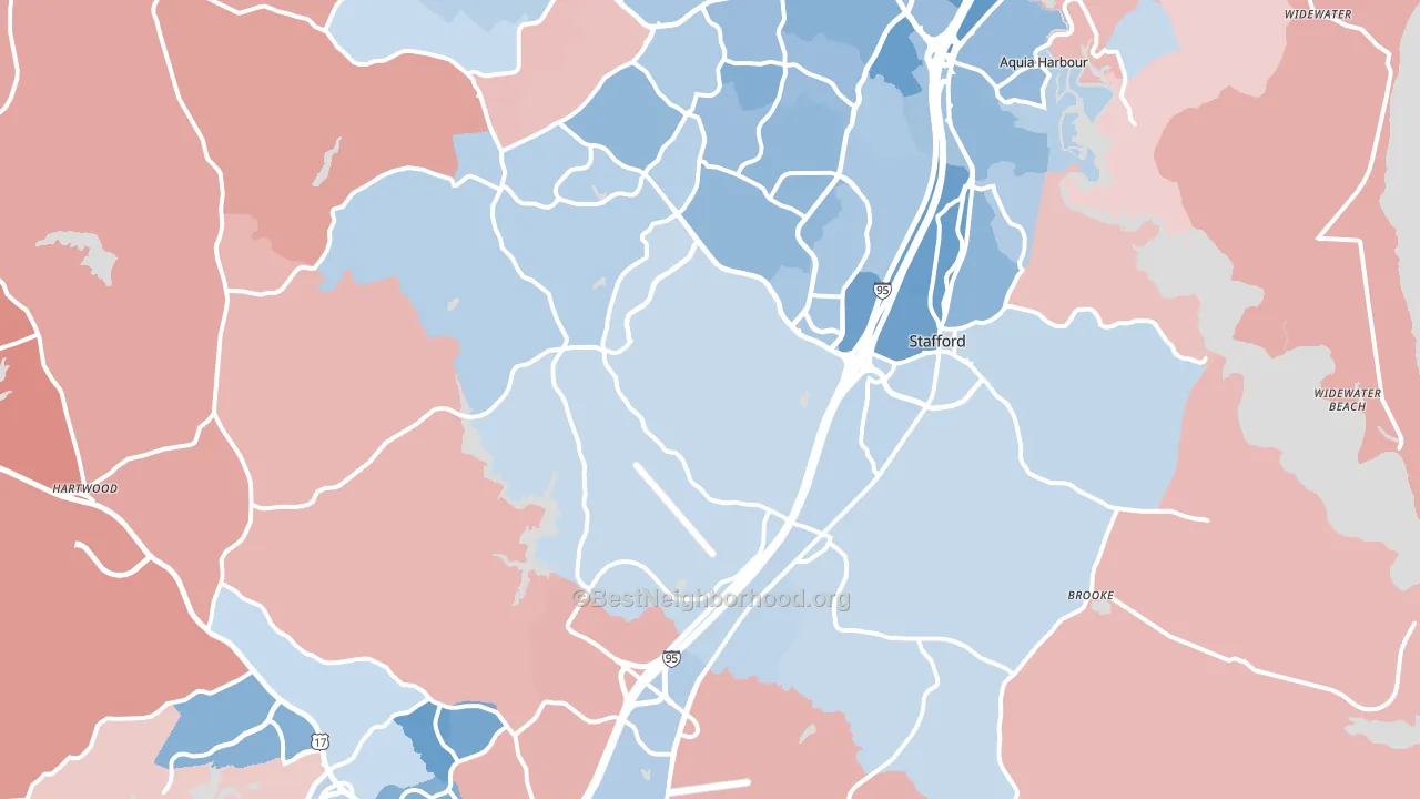 Stafford County, VA block-group political-lean map