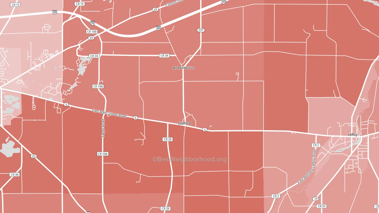 Stafford, NY block-group political-lean map