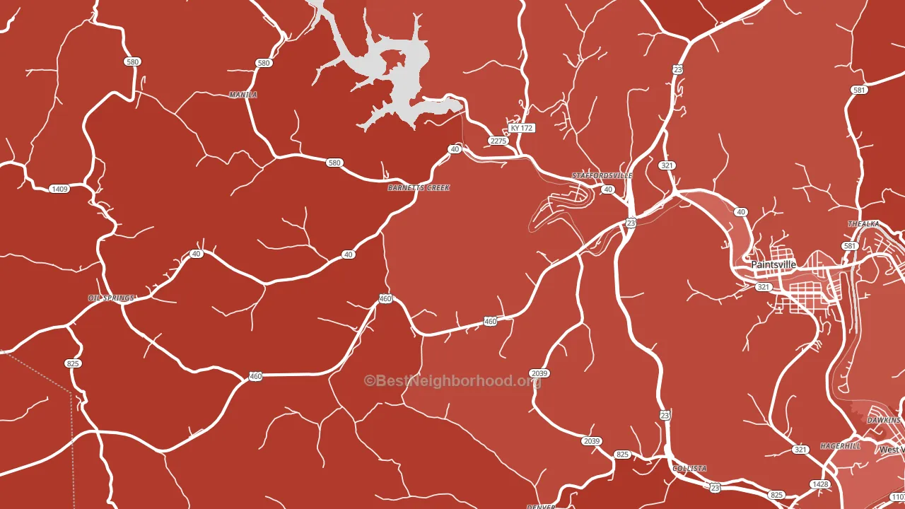 Staffordsville, KY block-group political-lean map