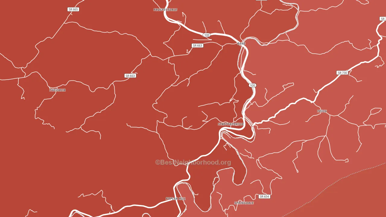 Staffordsville, VA block-group political-lean map