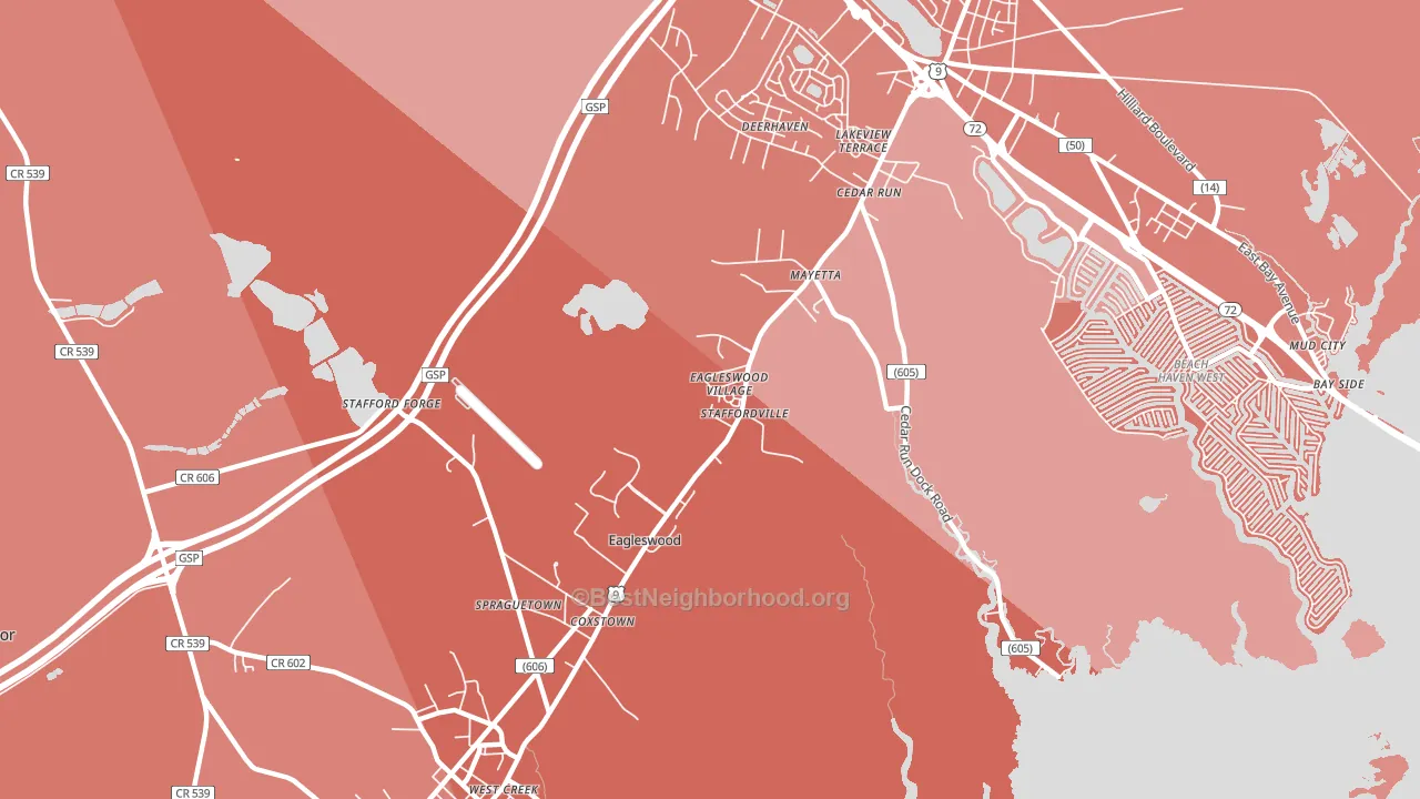 Staffordville, NJ block-group political-lean map