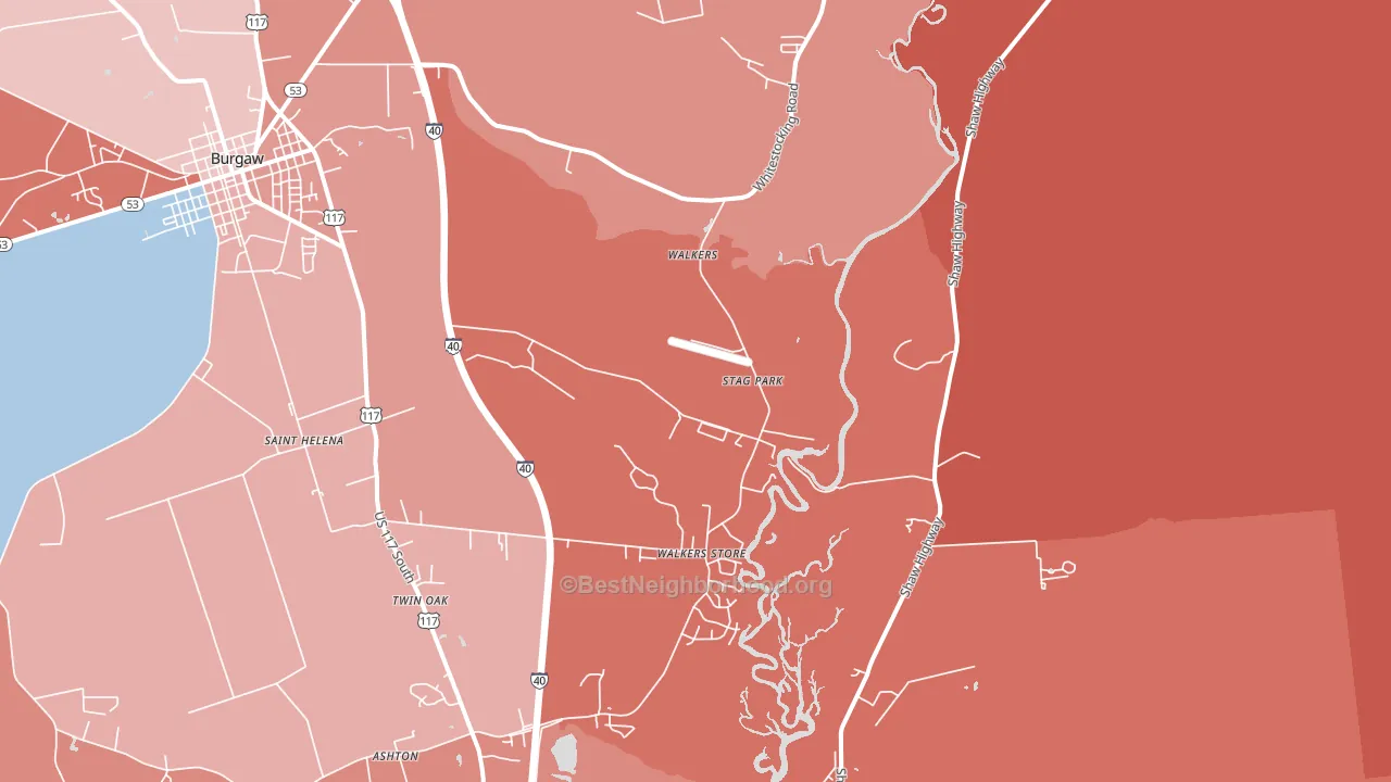 Stag Park, NC block-group political-lean map