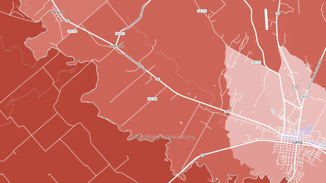 Stairtown, TX block-group political-lean map