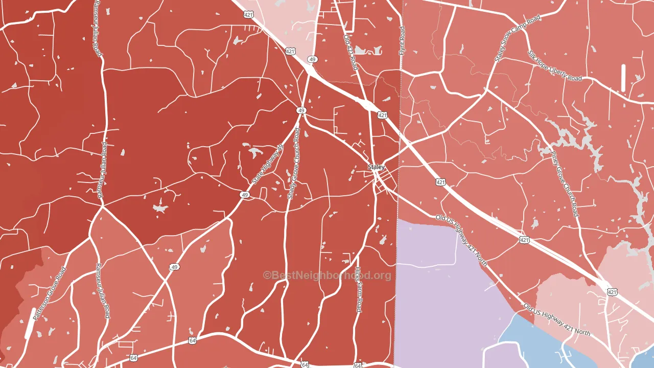 Staley, NC block-group political-lean map