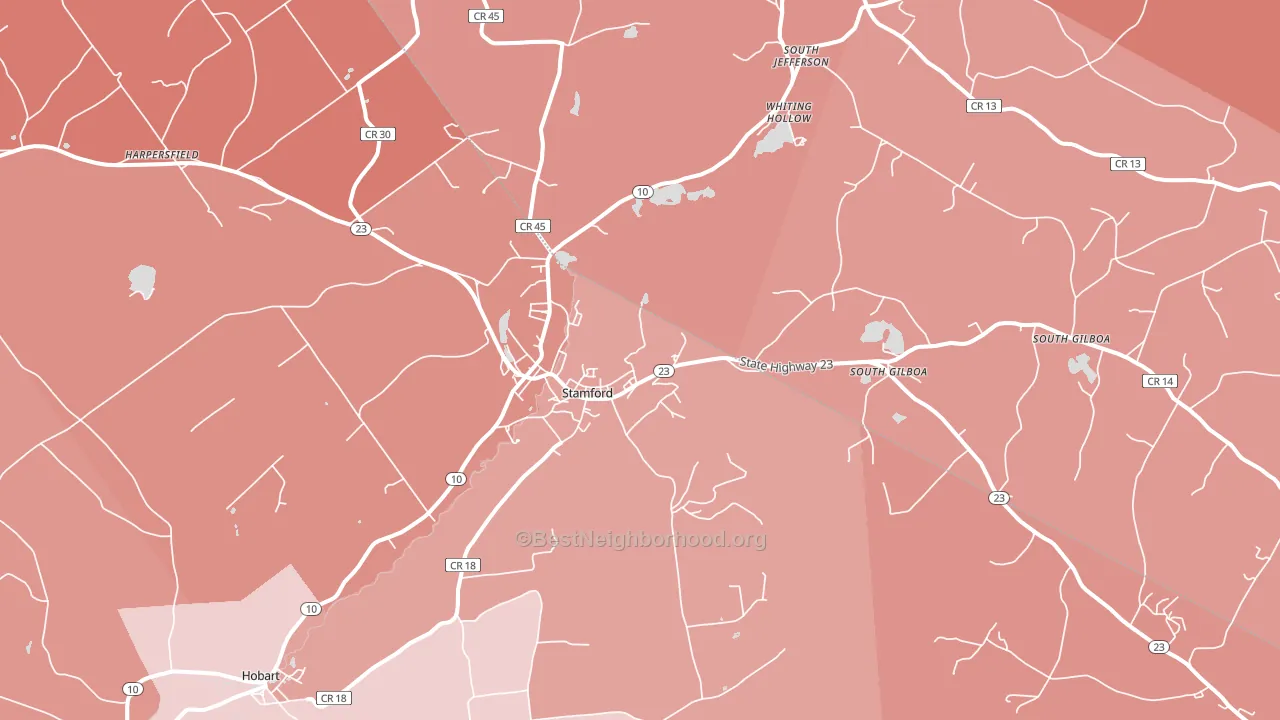 Stamford, NY block-group political-lean map