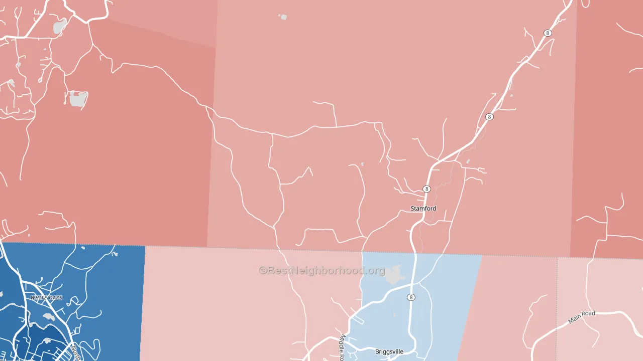 Stamford, VT block-group political-lean map