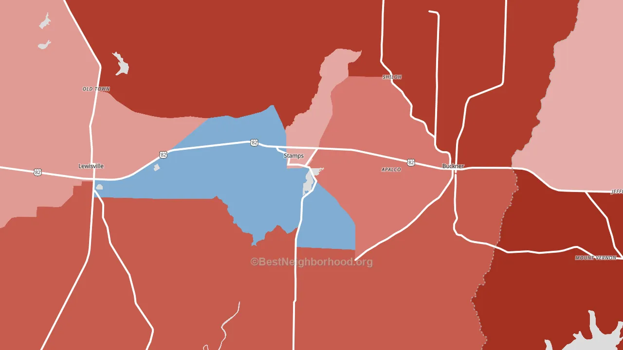 Stamps, AR block-group political-lean map