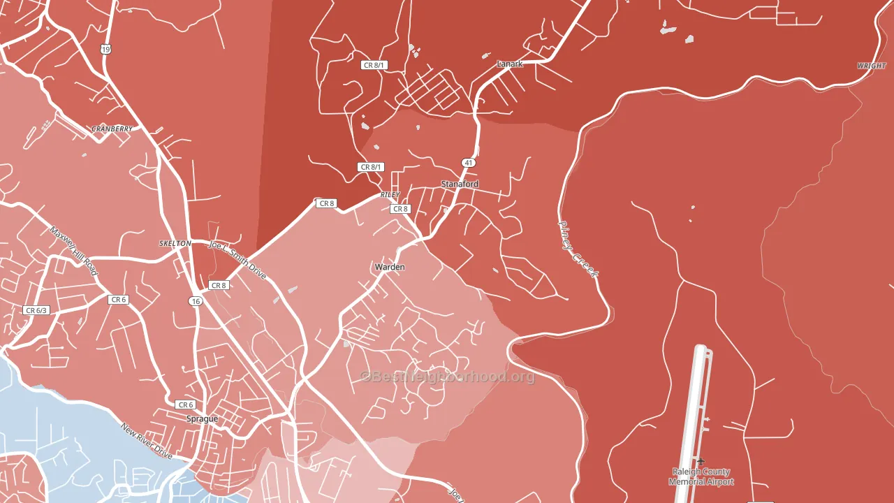 Stanaford, WV block-group political-lean map