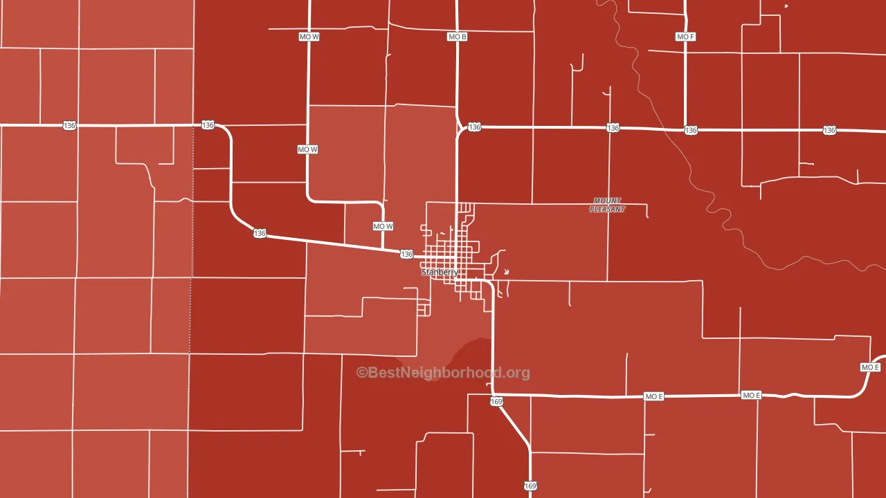 Stanberry, MO block-group political-lean map