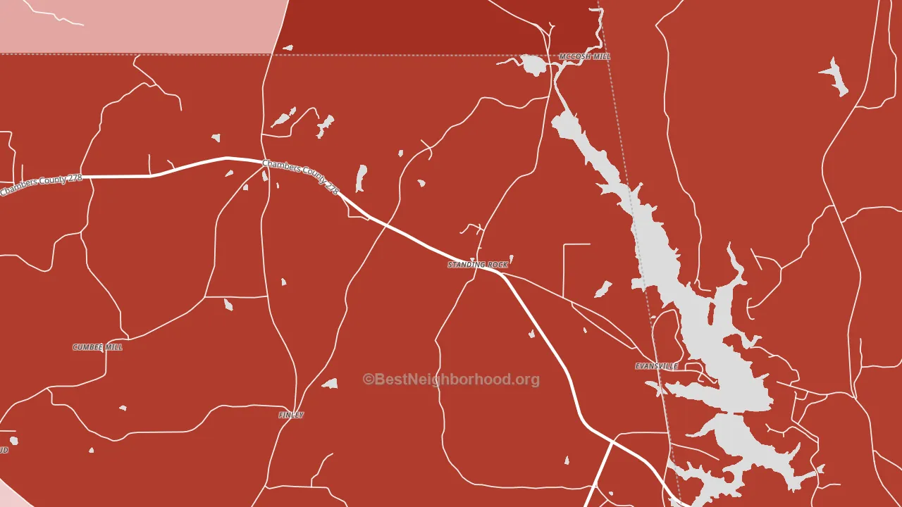 Standing Rock, AL block-group political-lean map