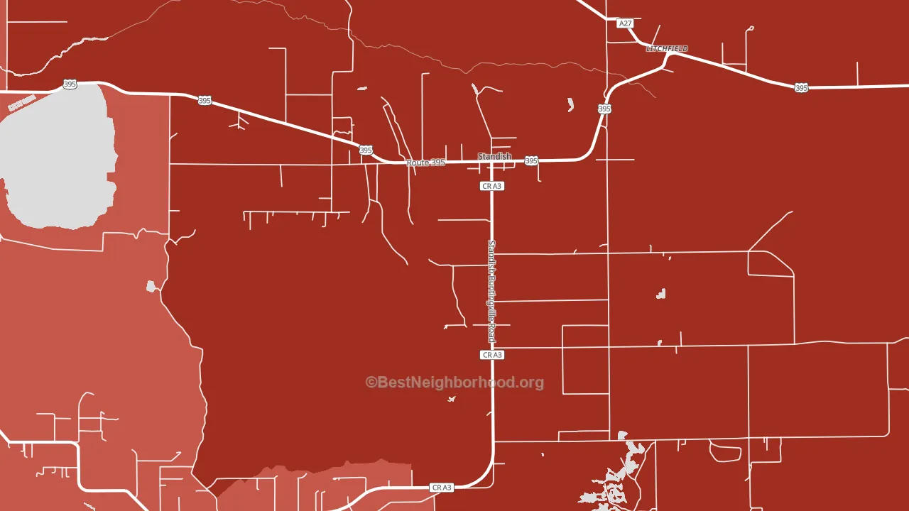 Standish, CA block-group political-lean map
