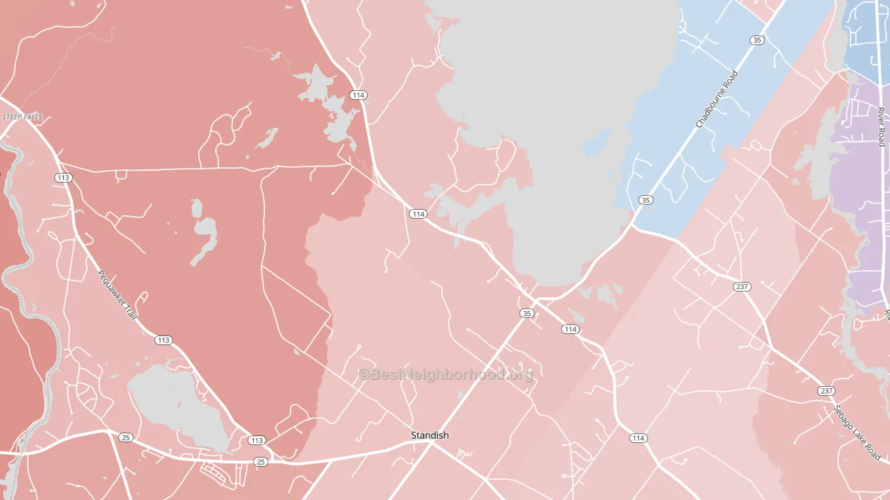 Standish, ME block-group political-lean map