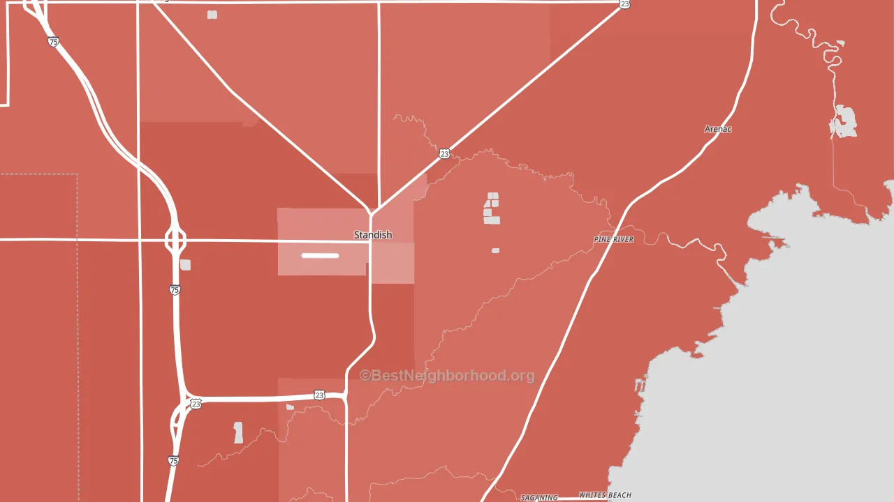 Standish, MI block-group political-lean map
