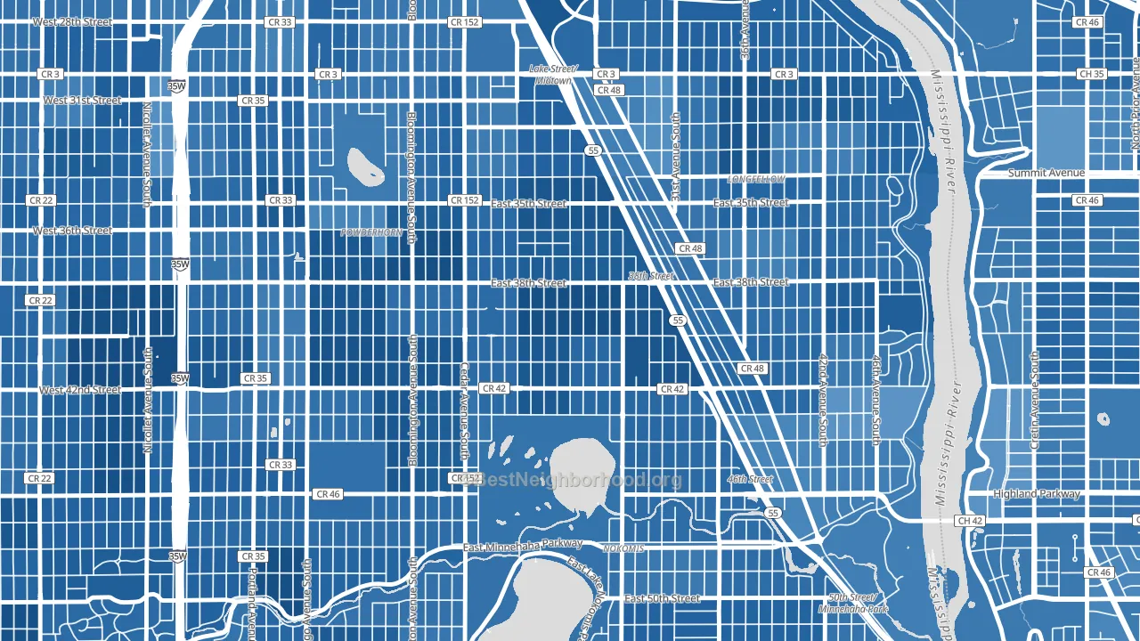 Standish, Minneapolis, MN block-group political-lean map
