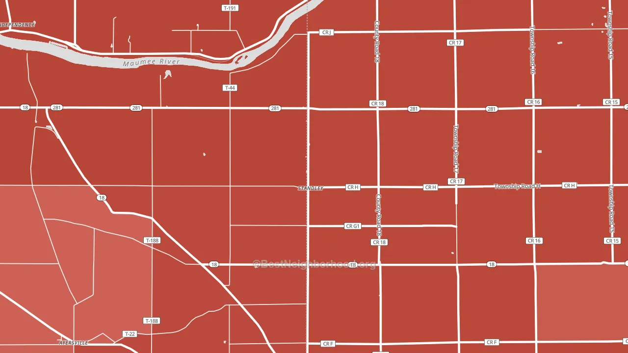 Standley, OH block-group political-lean map