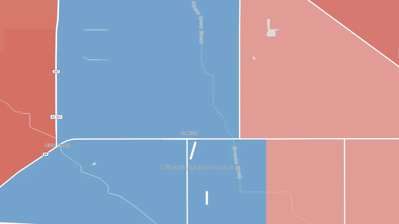 Stanfield, AZ block-group political-lean map