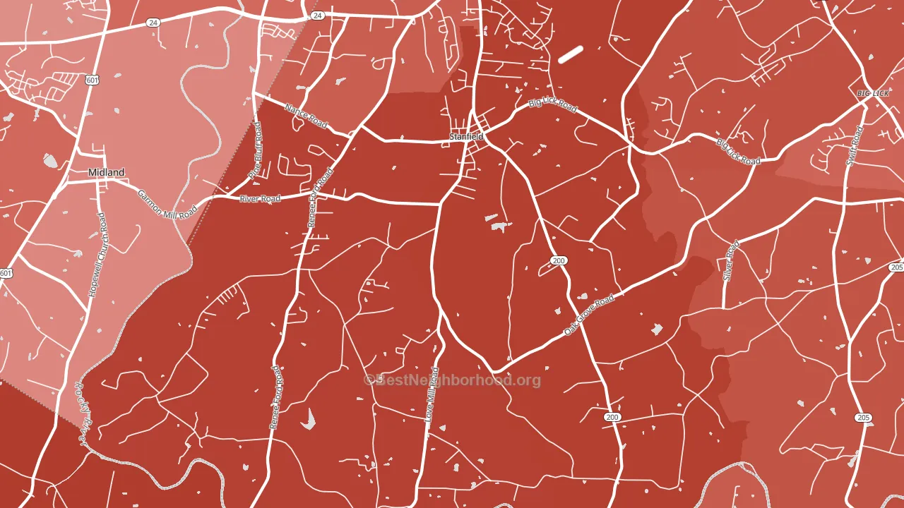Stanfield, NC block-group political-lean map