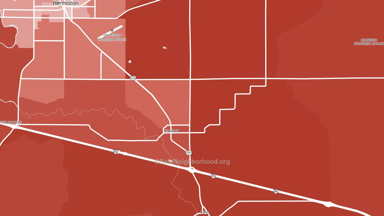 Stanfield, OR block-group political-lean map