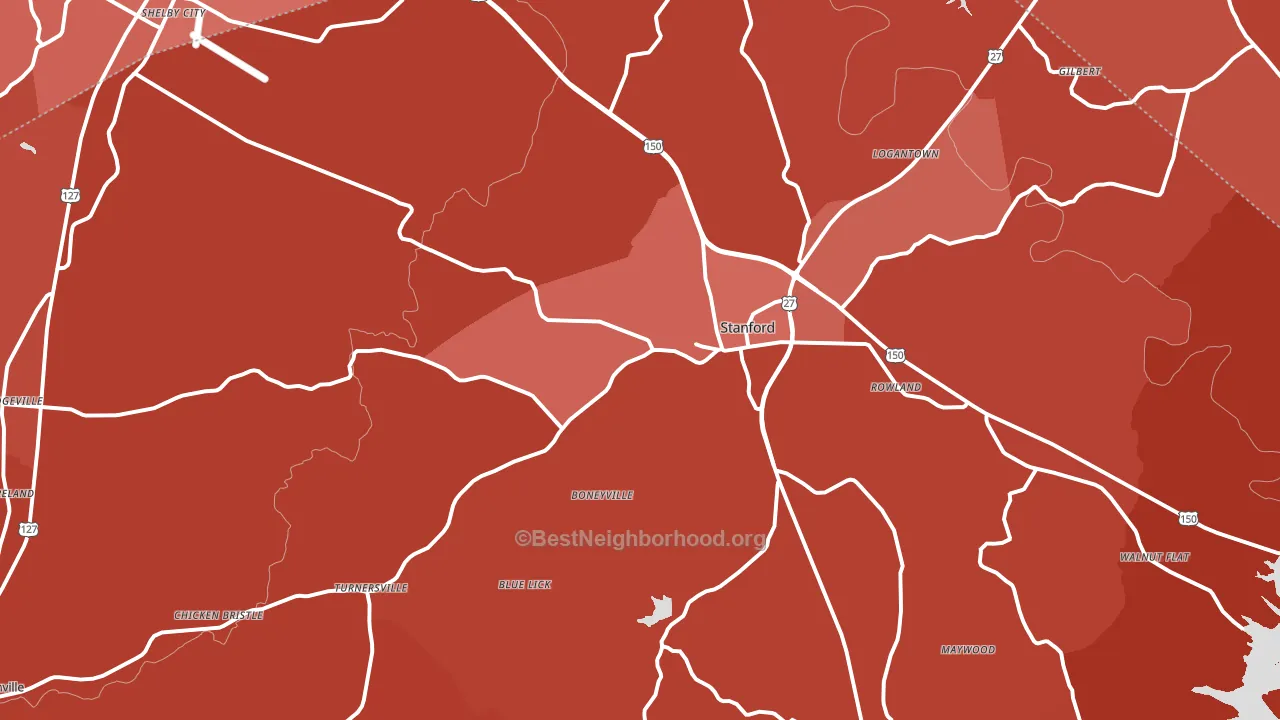 Stanford, KY block-group political-lean map
