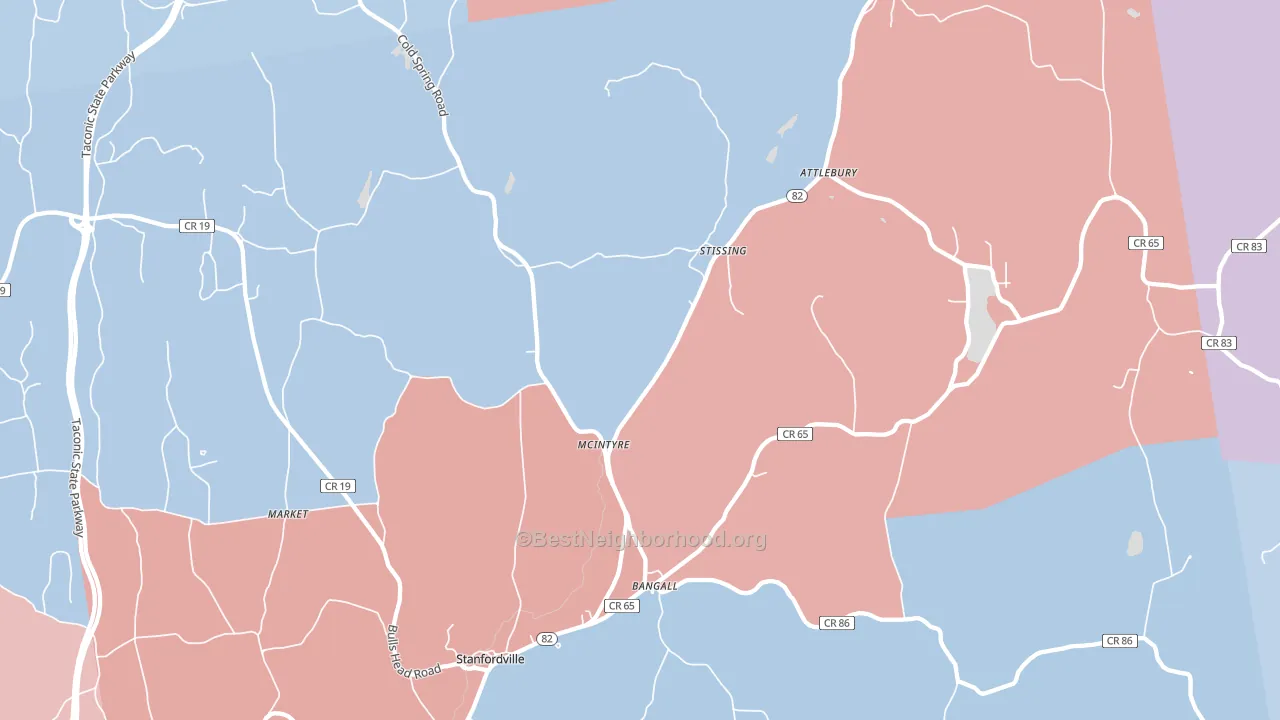 Stanfordville, NY block-group political-lean map