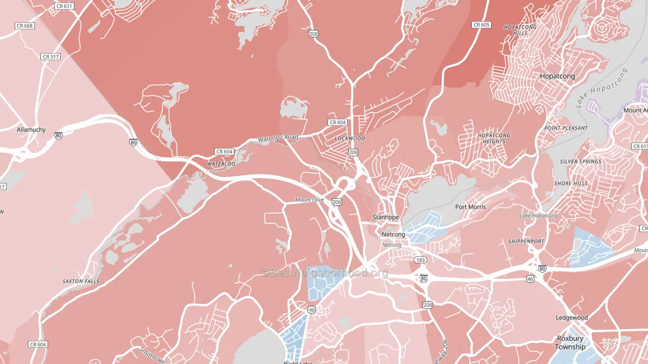 Stanhope, NJ block-group political-lean map