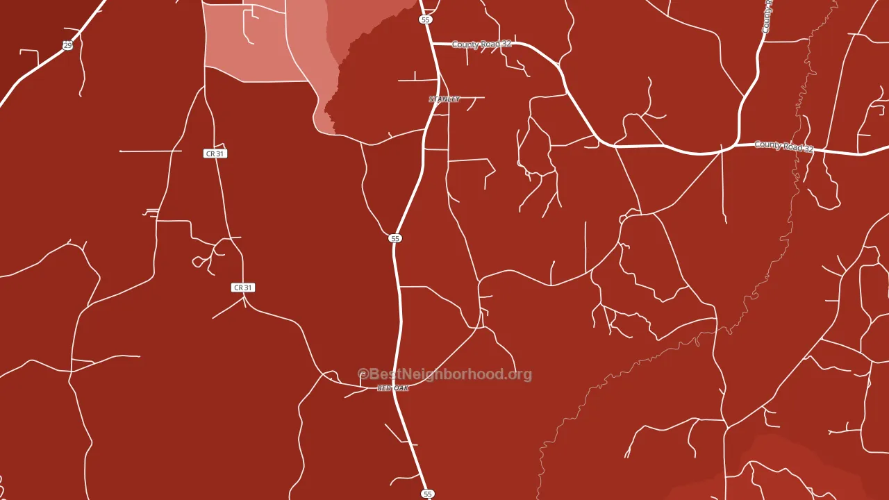 Stanley, AL block-group political-lean map