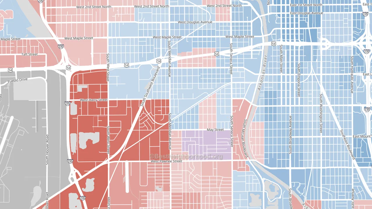 Stanley-Aley, Wichita, KS block-group political-lean map