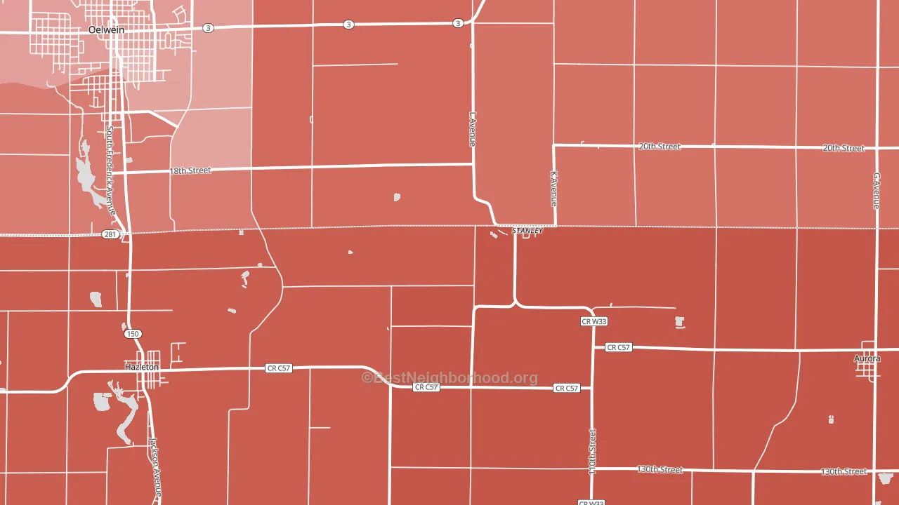 Stanley, IA block-group political-lean map