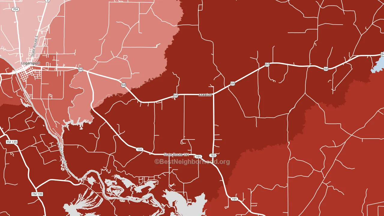 Stanley, LA block-group political-lean map
