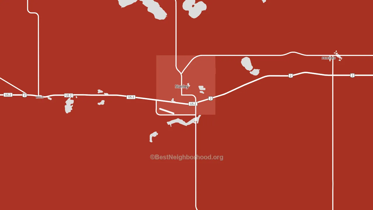 Stanley, ND block-group political-lean map
