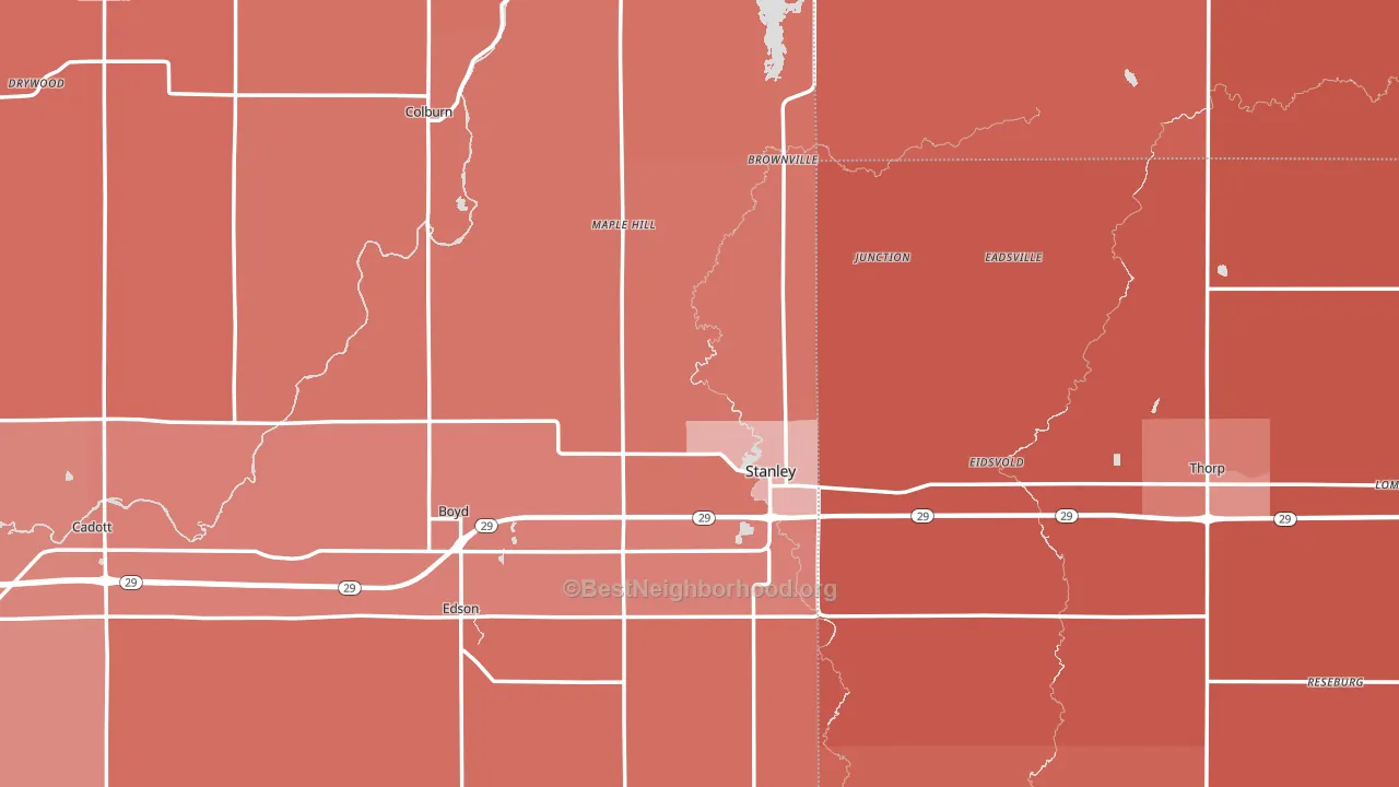 Stanley, WI block-group political-lean map