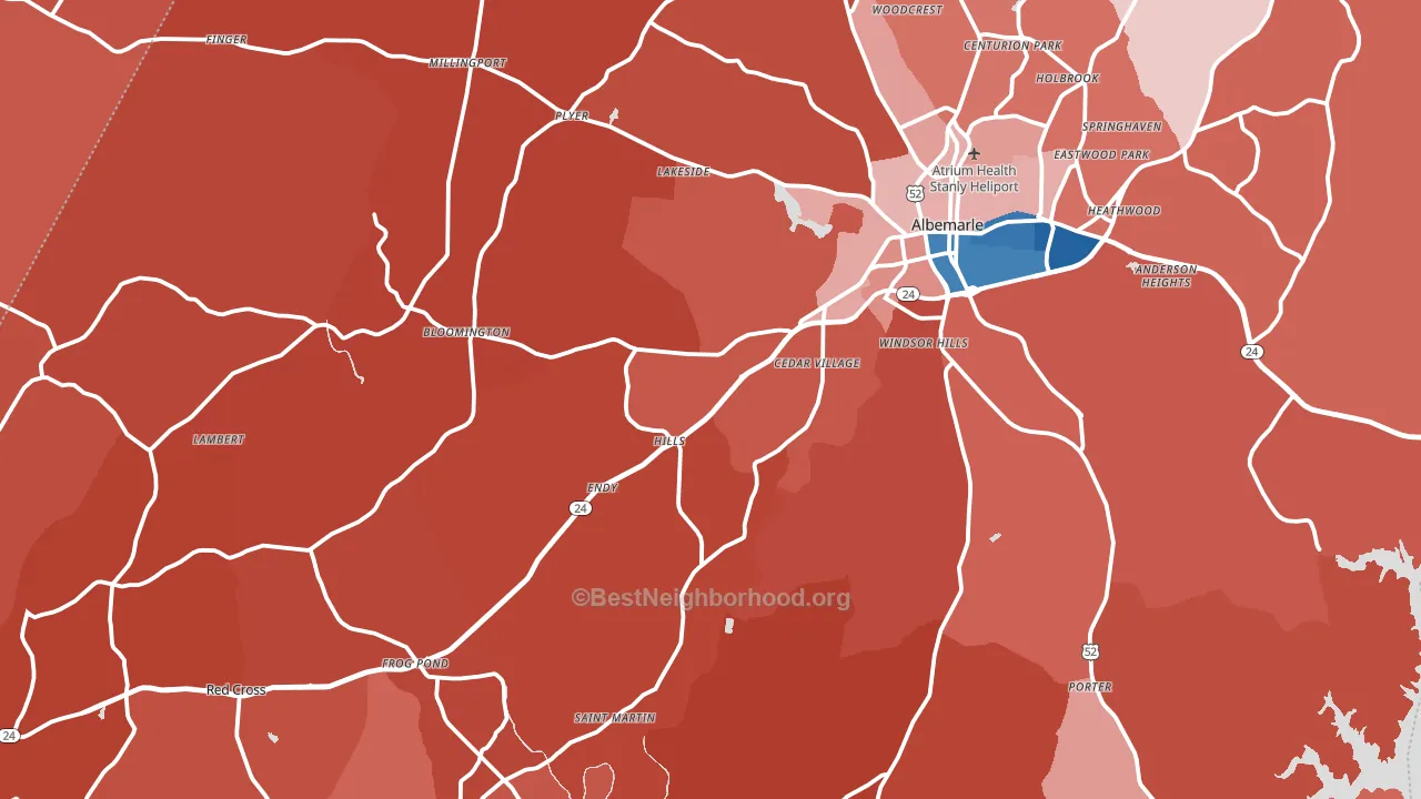 Stanly County, NC block-group political-lean map